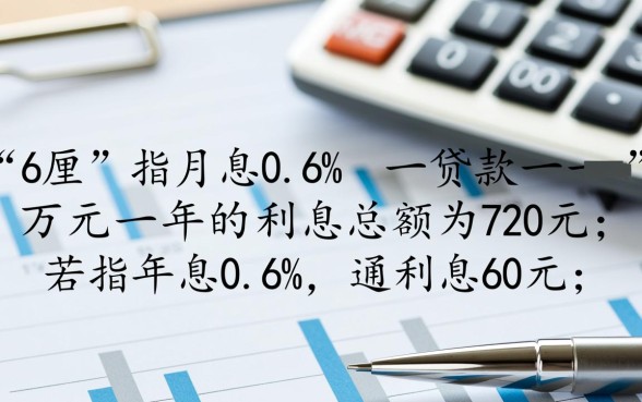 贷款一万元一年利息6厘是多少,6厘利息怎么算 贷款一万元一年利息6厘是多少