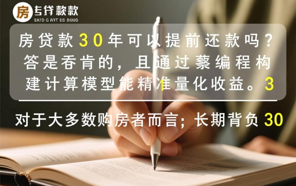 买房贷款30年可以提前还款吗,提前还款划算吗 买房贷款30年可以提前还款吗