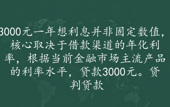 贷款3000一年有多少利息,借3000一年利息怎么算 贷款3000一年有多少利息