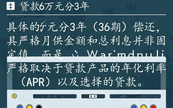 贷款6万三年36期怎么算