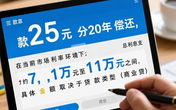 贷款25万20年利息多少