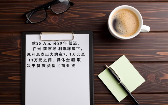 贷款25万20年利息多少