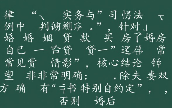 婚前贷款买房婚后自己还贷