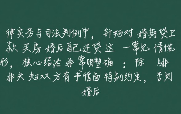 婚前贷款买房婚后自己还贷